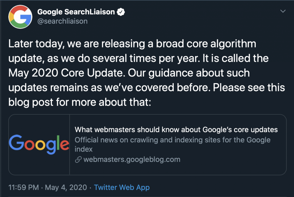 Google's Tweet